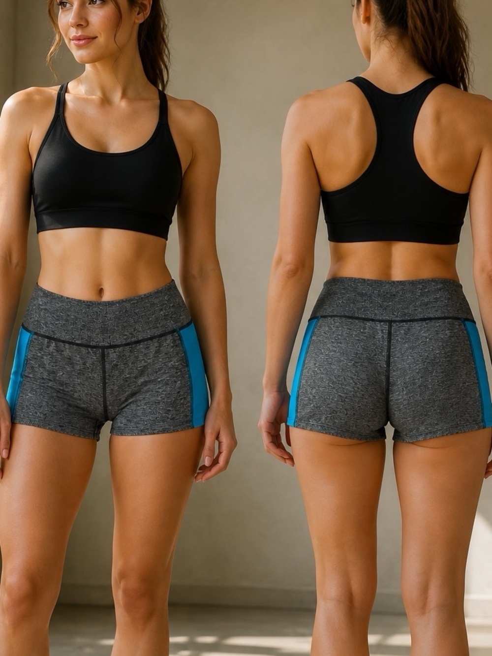 MAZE COLLECTION Grey/Blue Athletic Shorts L/XL